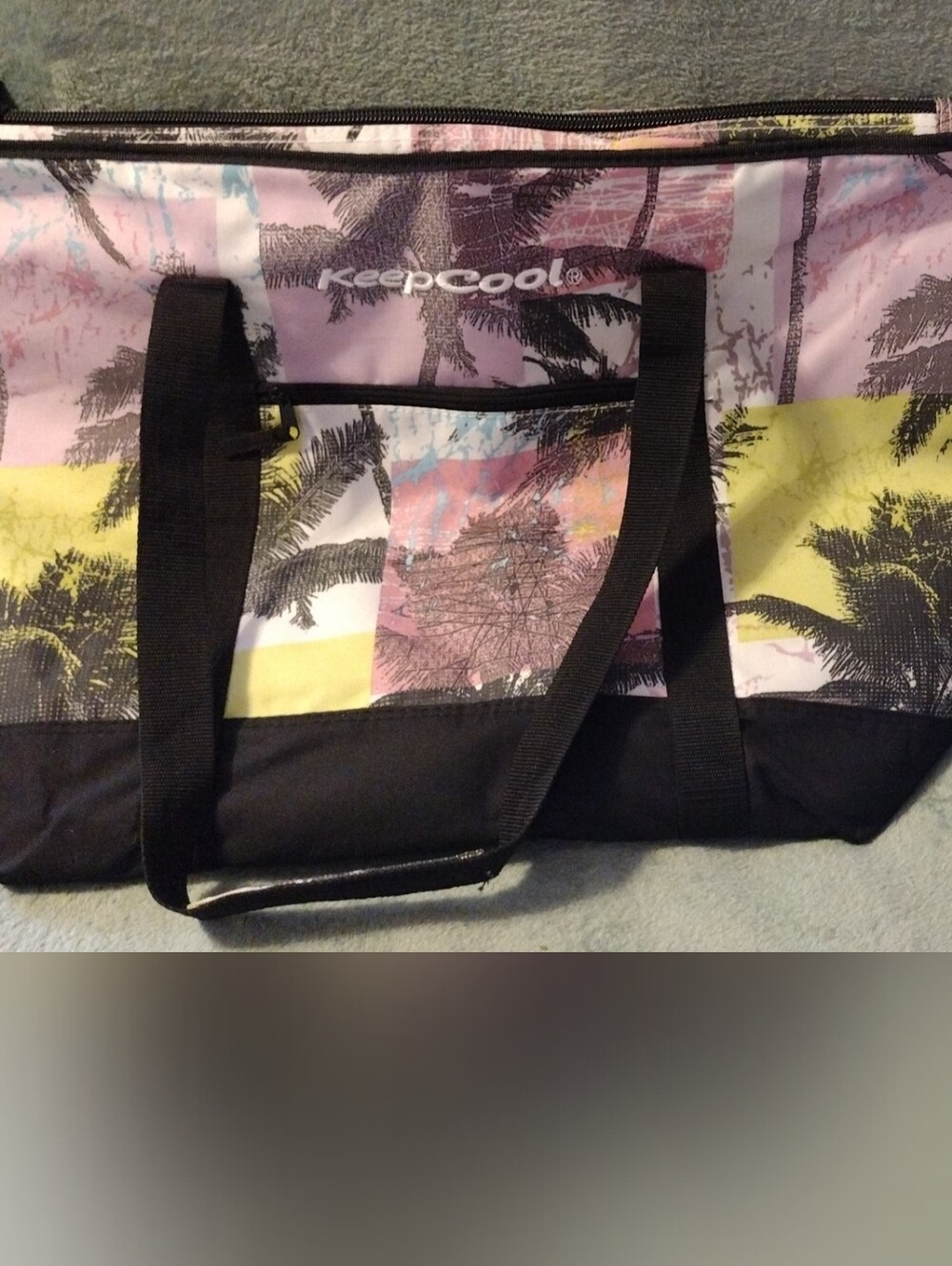 "Keep Cool" Palm-Graphic Insulated Shopping Tote Bag